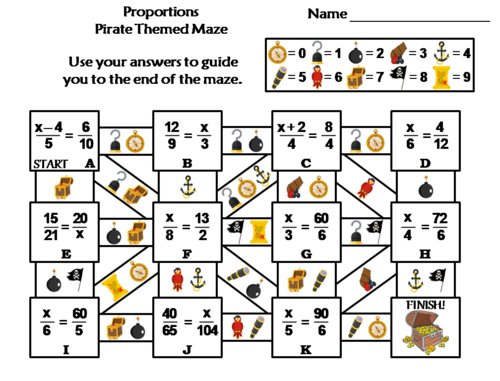 Proportions Activity: Pirate Themed Math Maze