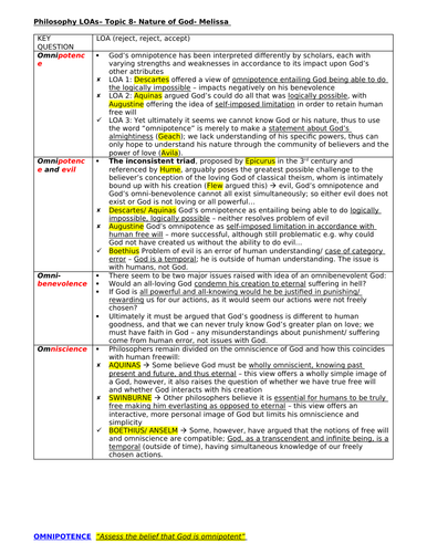 OCR A Level Rs Philosophy- ALL essay plans for the Problem of Evil