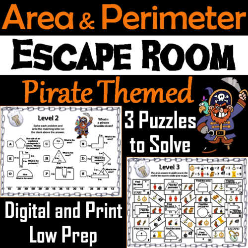 Area and Perimeter Activity: Pirate Themed Escape Room Geometry