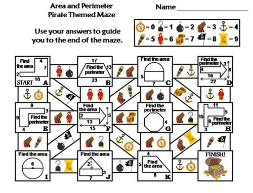 Area and Perimeter Activity: Pirate Themed Math Maze