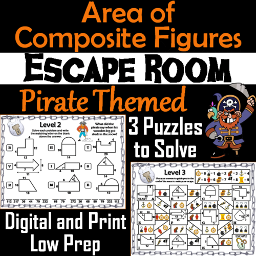 Area of Composite Figures Activity: Pirate Themed Escape Room Geometry