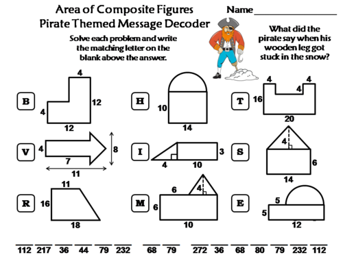 Area of Composite Figures Activity: Pirate Themed Math Message Decoder