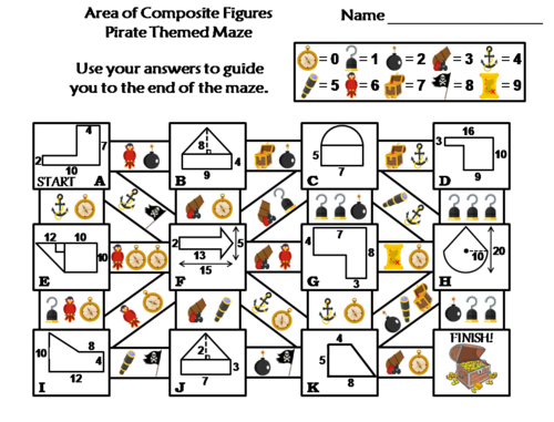 Area of Composite Figures Activity: Pirate Themed Math Maze