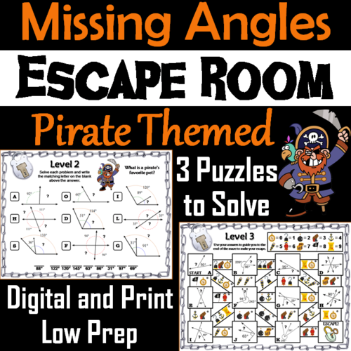 Solving for Missing Angles Activity: Pirate Themed Escape Room Geometry