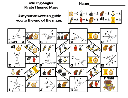 Missing Angles Activity: Pirate Themed Math Maze
