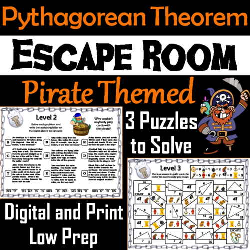 Pythagorean Theorem Activity: Pirate Themed Escape Room Geometry