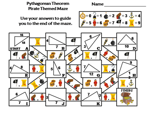 Pythagorean Theorem Activity: Pirate Themed Math Maze