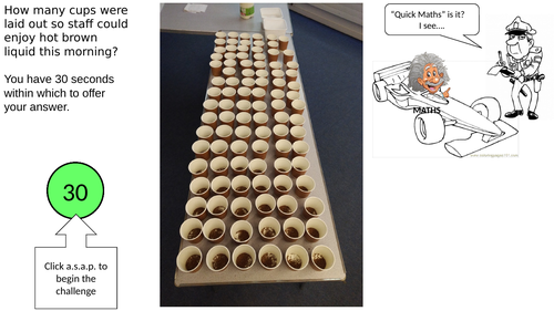Quick Maths: Hot Brown: 30 Second starter(estimation/adding/multiplication) - Cups of Coffee / Tea