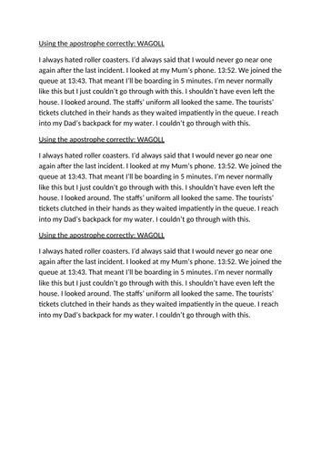 WAGOLL for apostrophes