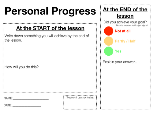 Tracking Progress STARTER / PLENARY - Assessment RAG