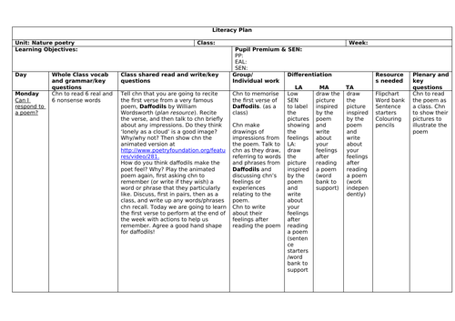 Year 1 Poetry literacy
