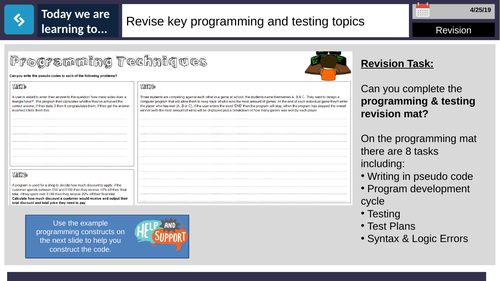 Pseudo Code & Testing OCR Revision Session