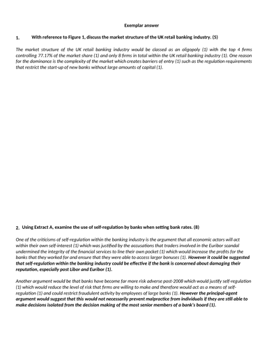 Synoptic Financial Sector Questions - A Level Economics