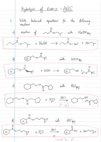 Hydrolysis of esters