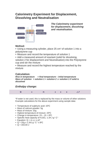Chemistry IGCSE Edexcel Energetics - Calorimetry experiment