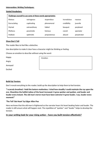 Writing Techniques Intervention
