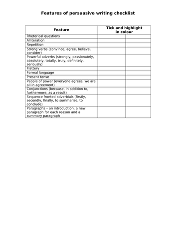 Features of persuasive writing ks2 image