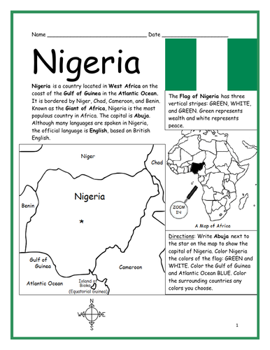 NIGERIA - Introductory Geography Worksheet