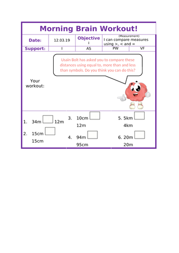 Measurement morning activities