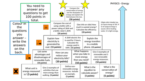 Energy Revision Pyramid KS3