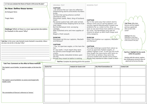 Learning Mat for Macbeth Act 1 Scene 2