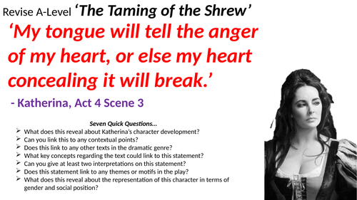 AQA A-level English Literature - Love Through the Ages - The Taming of the Shrew Flashcards/Revision