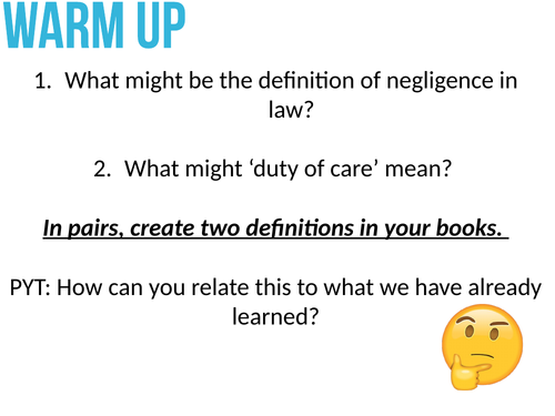 Applied Law 2017 Unit 1 Negligence