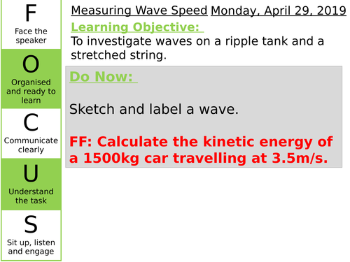 Wave Speed Required Practical