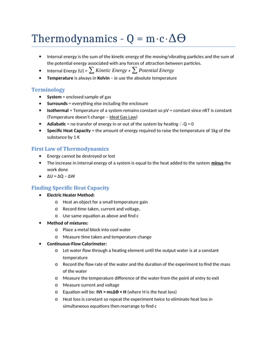 AQA Physics A-Level Thermodynamics