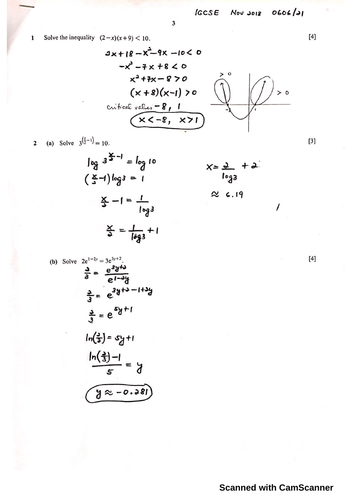 IGCSE Add Math November 2018  Paper 1 and 2 Worked Solutions