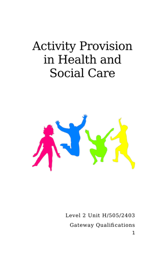 Activity provision in health and social care booklet