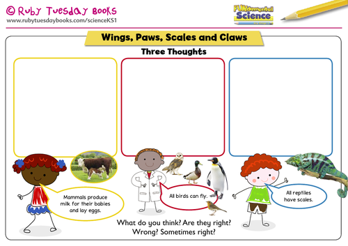 Three Thoughts - Wings, Paws, Scales and Claws. Address themes and misconceptions.
