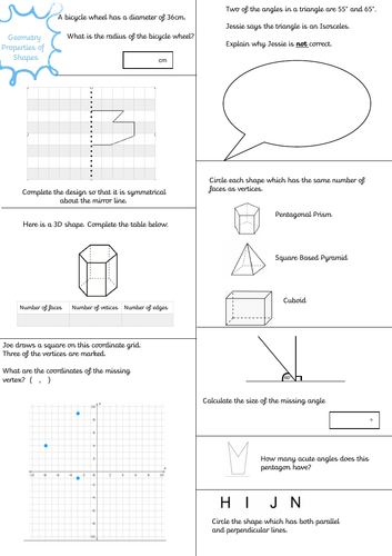KS2 Maths SAT's targeted one page revision.