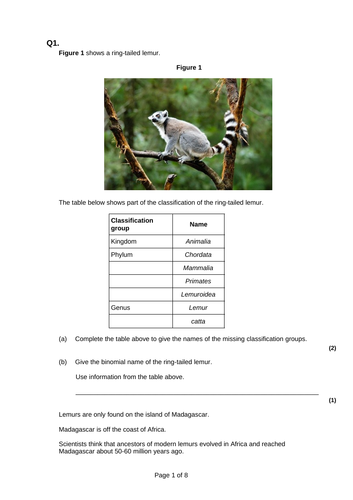 9-1 AQA GCSE Biology - U6 L10 Classification