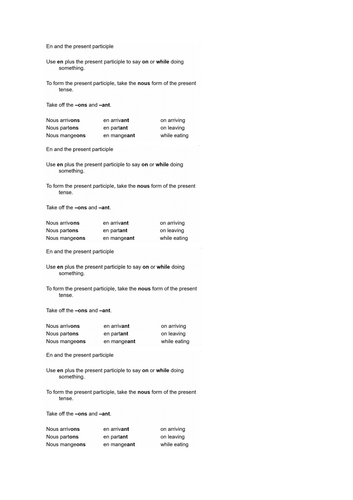 En And The Present Participle Teaching Resources