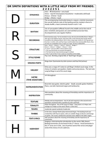 AQA GCSE Music-With A Little Help From My Friends
