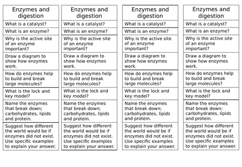 Enzyme revision | Teaching Resources