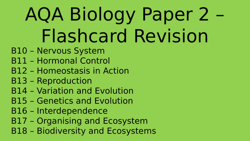 AQA GCSE Biology Paper 2 Flashcard Revision