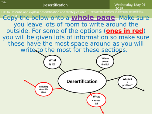 GCSE AQA Geography Desertification Lesson 9 | Teaching Resources
