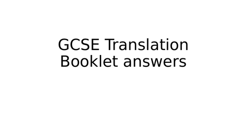 French GCSE Translation Booklet  answers