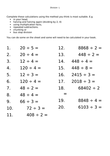 Division - you choose the method | Teaching Resources