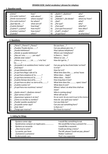 GCSE Spanish General Conversation Question Booklet (AQA) | Teaching ...