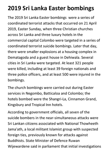 2019 Sri Lanka Easter bombings Handout