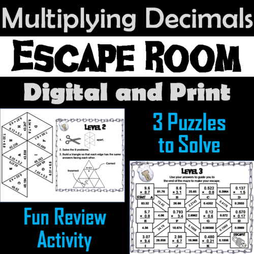 Multiplying Decimals Activity: Escape Room Math