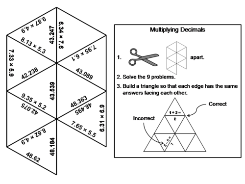 Multiplying Decimals Game: Math Tarsia Puzzle