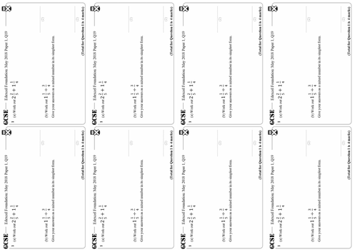 Arithmetic with Mixed Numbers - Foundation & Higher GCSE Questions