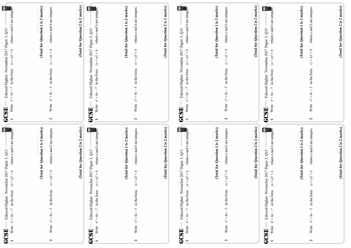 Solving Quadratic Equations by Completing the Square - Higher GCSE Questions