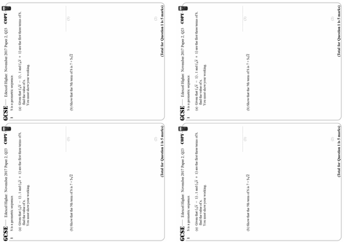 Geometric Sequences - Higher GCSE Questions