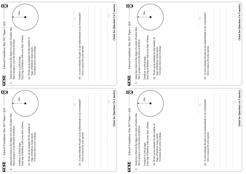 Area of a Circle - Foundation GCSE Questions