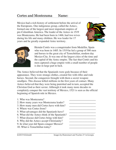 Hernan Cortes and Montezuma: Conquest of the Aztecs Reading (English Version)